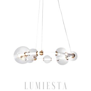 Morse - Lampa wisząca złota z przezroczystymi kloszami