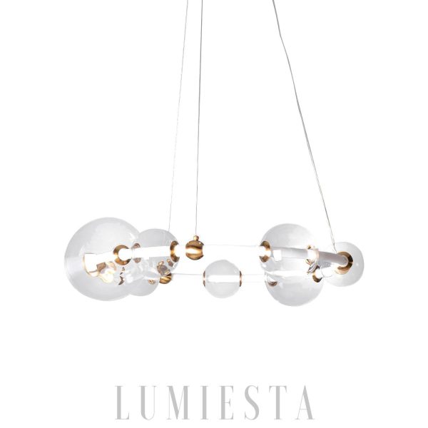 Morse - Lampa wisząca złota z przezroczystymi kloszami