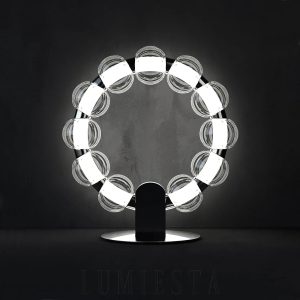 Amulet - Lampa Stołowa Srebrna Okrągła 42cm LED 25W