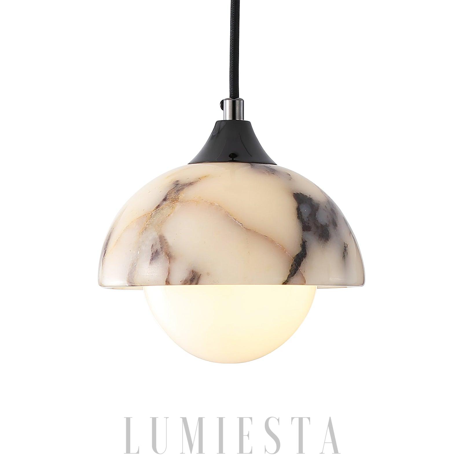 Liquid - lampa wisząca z marmuru biało-czarna