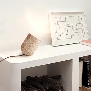 Lampa stołowa Cylinder Amidori z żółtego trawertynu 17cm