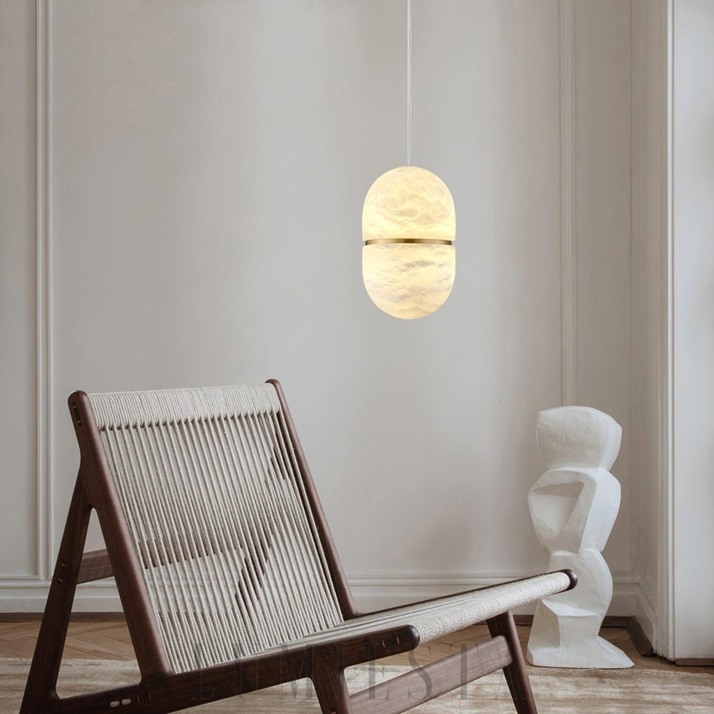 Lampa wisząca alabastrowa owalna Yum - widok od przodu