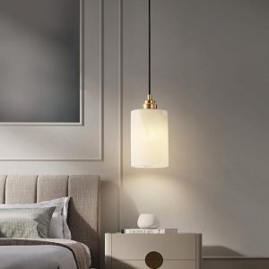 Nevis - Elegancka biała cylindryczna lampa z alabastru
