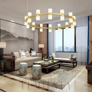 Semper Mia okrągły mosiężny żyrandol LED 100cm do salonu