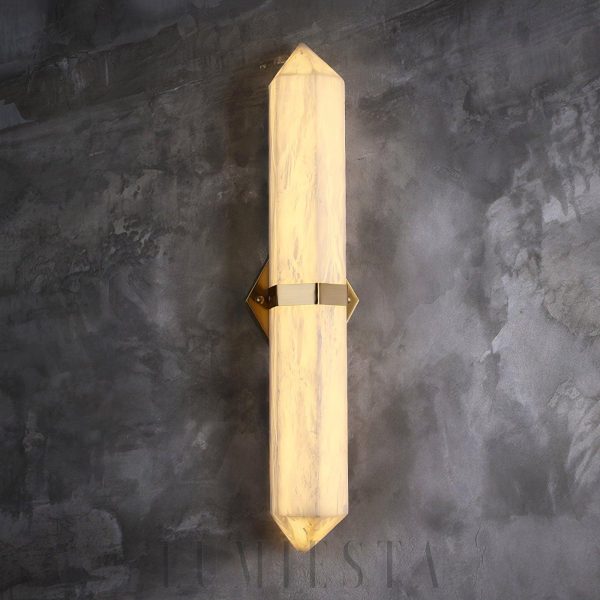 Kinkiet alabastrowy Obelisk 80cm luksusowe ciepłe światło