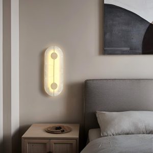 Patagonia - Mosiężna lampa ścienna z alabastrem, retro 20 cm