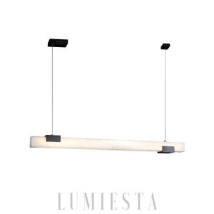 Cary - Lampa wisząca Alabaster podłużna, nowoczesna, długość 100/120 cm - Lampa Led nad stół