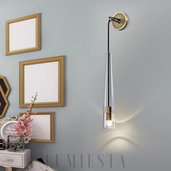 Lampa Ścienna ABNER Kryształowa Mosiężna 12cm Elegancka