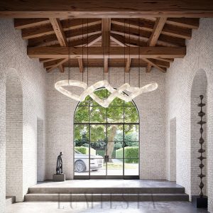 Żyrandol Alabaster Infinity designerski kształt 150cm biały