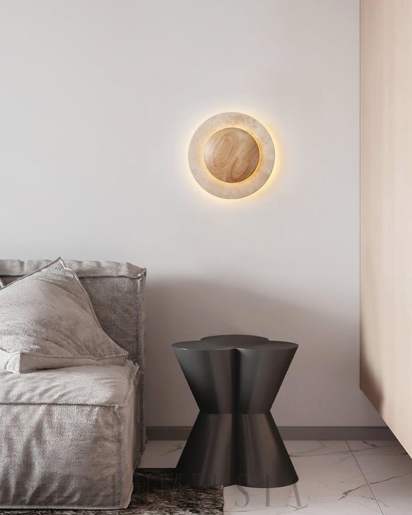 wm_16615077948950336576.jpg Elegancka okrągła lampa ścienna trawertyn drewno 25cm ciepła