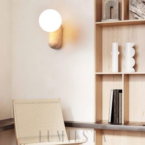 Kinkiet Travertine Origo kulisty klosz beżowy 7 5 cm 15 cm