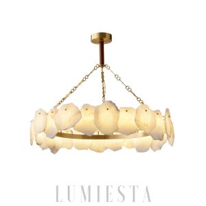 Kensington - Luksusowy alabastrowy żyrandol złoto-biały