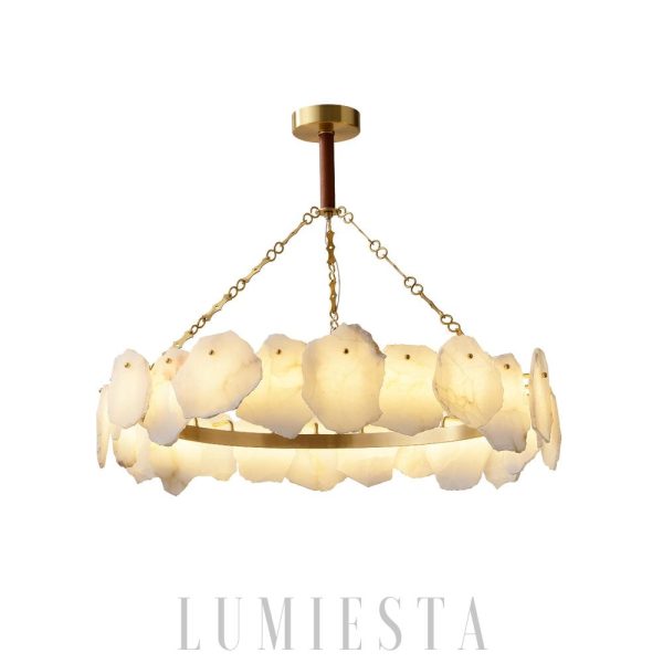 Kensington - Luksusowy alabastrowy żyrandol złoto-biały