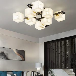 Vega - Lampa sufitowa Alabaster - kubistyczna czarno-biała