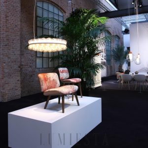 Lampa wisząca okrągła z podświetleniem LED w białym kolorze