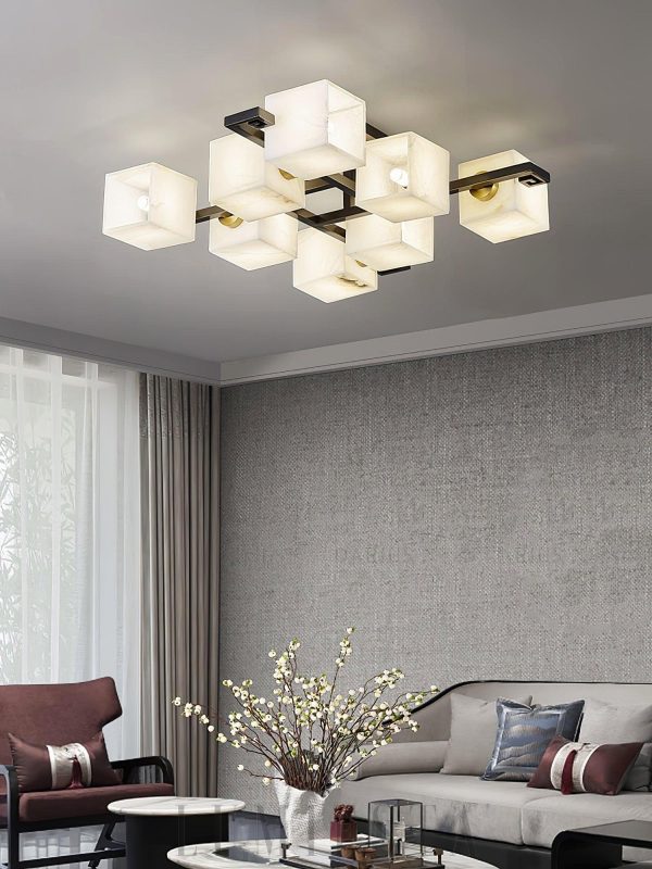 Vega - Lampa sufitowa Alabaster - kubistyczna czarno-biała