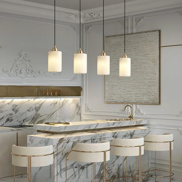 Nevis - Elegancka biała cylindryczna lampa z alabastru