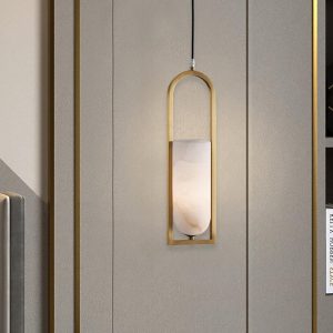 Melange - Lampa wisząca Alabaster w mosiężnej oprawie 13cm
