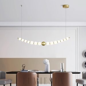 Lampa wisząca Pearl Chain mosiężna z akrylowymi kulami