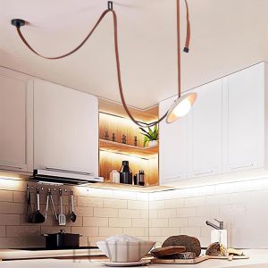 Żyrandol z trawertynu Ceylon płynące kable średnica 180cm