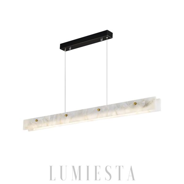 Rapid - Elongated alabaster pendant lamp, white and black, 100/120/150cm, dining table chandelier