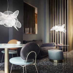 Lampa wisząca Mesh Cloud przezroczysta - detal metalowej konstrukcji
