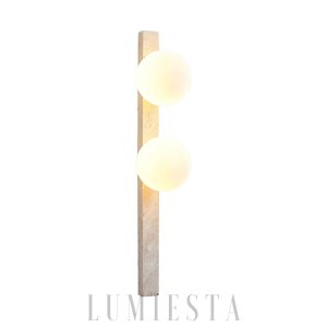 Verty - Pionowy kinkiet trawertynowy z kulistymi kloszami 95 cm