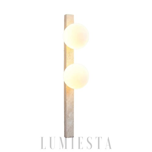 wm_16963714885565883984.jpg Verty - Pionowy kinkiet trawertynowy z kulistymi kloszami 95 cm