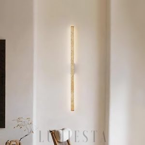 Długa wąska lampa ścienna z trawertynu 86cm beżowa