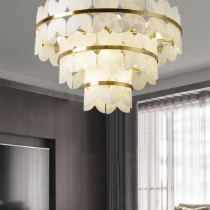 Butterfly - żyrandol z alabastru, okrągła, nowoczesna