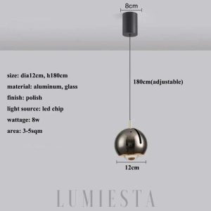 Wisząca lampa kula metalowa czarna - detal powierzchni i kształtu klosza