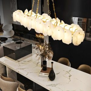 Kensington - Luksusowy alabastrowy żyrandol złoto-biały