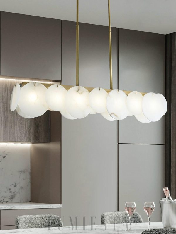 Brompton - Alabastrowa lampa wisząca, mosiężne wykończenie