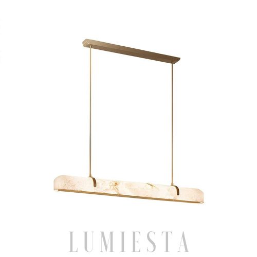 Yunika - Żyrandol z Alabastru - Mosiądz 90/120/150 cm – Elegancka lampa wisząca nad stół