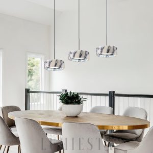 Frone - Okrągła lampa wisząca marmurowa 20cm biały i czarny