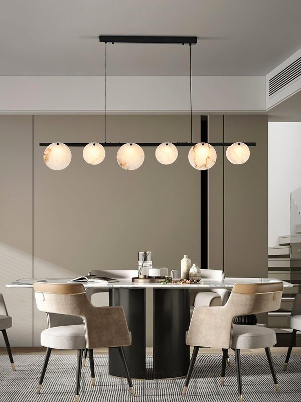 Trinidad - Lampa wisząca z alabastru - Biało-złota - Żyrandol 100/120cm