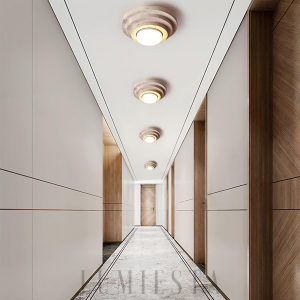 Verona - Sufitowa cylindryczna z trawertynu, beżowa