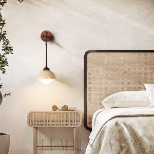 Tia - Lampa ścienna z trawertynu, żółta, rustykalna