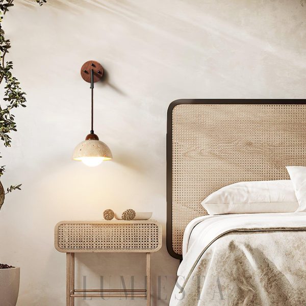 Tia - Lampa ścienna z trawertynu, żółta, rustykalna