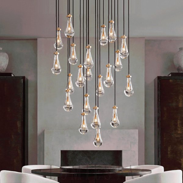 wm_17311123954278840130.jpg Raindropa Linear - Postmodernistyczny miedziany żyrandol - Podłużna lampa wisząca