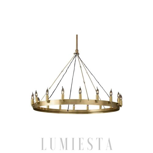 Żyrandol Camino Vintage 98 cm Okrągły Mosiądz/Czarny