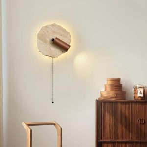 wm_17399809067573052350.jpg Nieregularny okrągły kinkiet trawertynowy 23cm beżowy