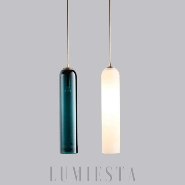 Nowoczesna lampa wisząca tuba z przezroczystym kloszem