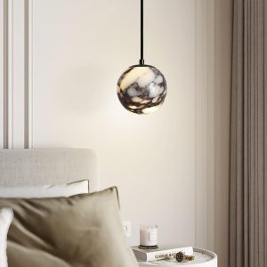 Elige - Marmurowa kulista lampa wisząca 15 cm biała luksusowa