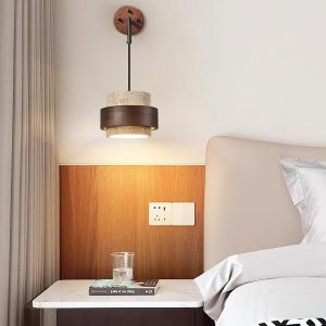 Stonova - Kinkiet Cylinder z Travertynu, Beż z Orzechem