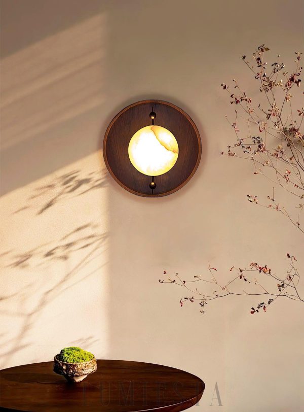 Lampa ścienna Alabaster Odis okrągła styl industrialny