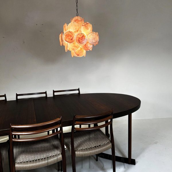 Lampa wisząca Vintage Murano Różowy szklany żyrandol 49cm