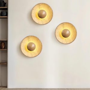 Memphis - Halo — trawertyn, okrągła 25 cm, beżowa