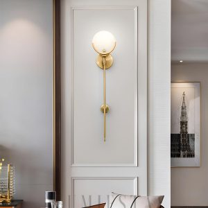 Ava - Lampa ścienna Alabaster, mosiądz, elegancka