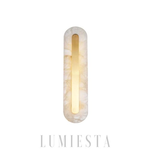 wm_1754588459334633462.jpg Oval - Lampa ścienna z Alabastru, złota/biała, wysokość 35/50/60 cm - Kinkiet LED do salonu